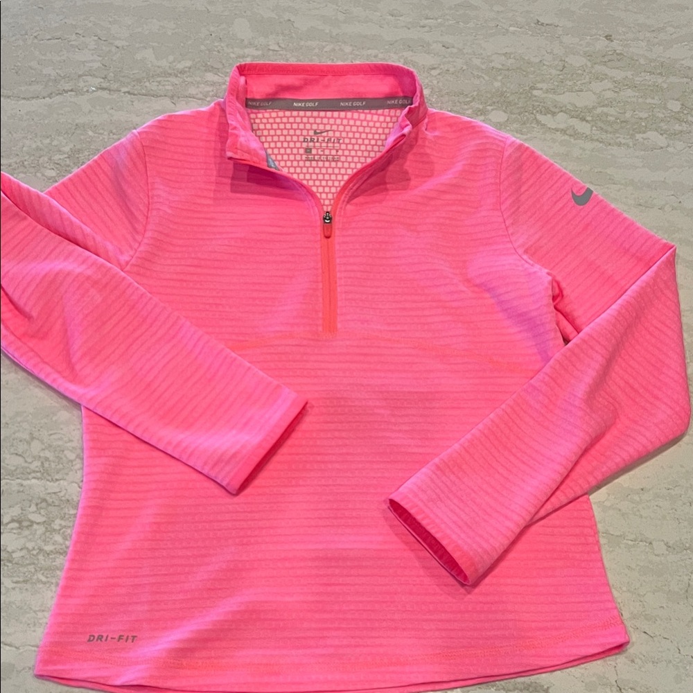 Nike Dri Fit Pink Quarter-Zip Pullover youth medium